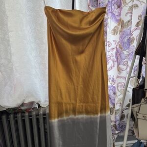 Forever 21 Backless Satin Maxi Dress in Mustard and Gray